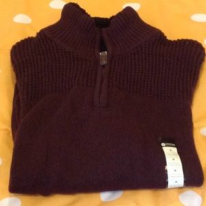 NWT MENS BURGUNDY Knitted half ZIP Performance SWEATER